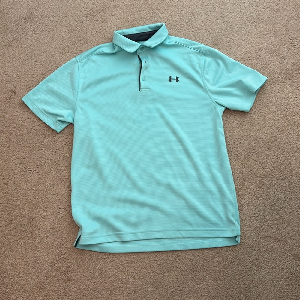 Under Armour men's aqua/blue Heat Gear Short Sleeve Polo size Medium